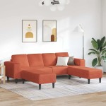 vidaXL Sofa din material textil cu pernă Roșu portocalie 208 cm