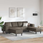 vidaXL Set de canapea Gri închis Piele ecologică de suede