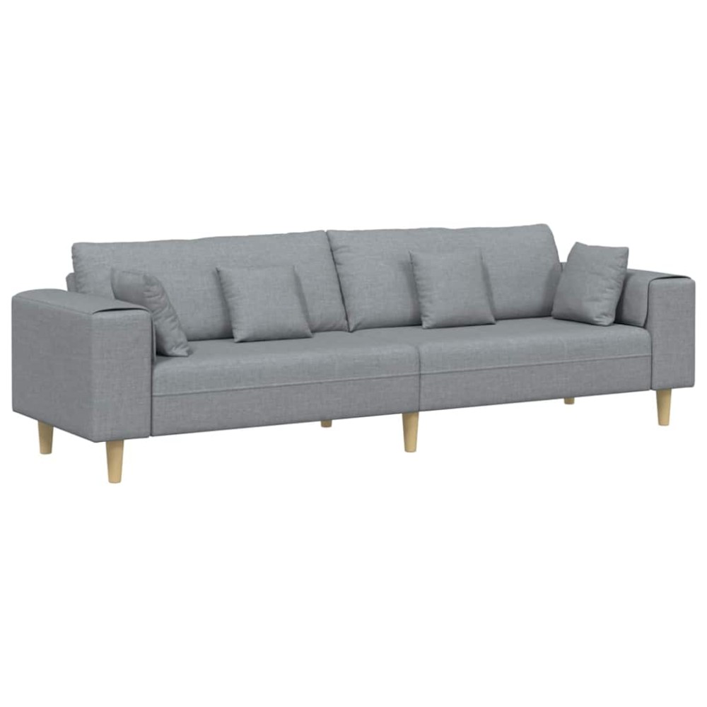 vidaXL Sofa din material textil cu pernă Gri deschis 208 cm țesătură