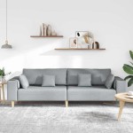 vidaXL Sofa din material textil cu pernă Gri deschis 208 cm țesătură