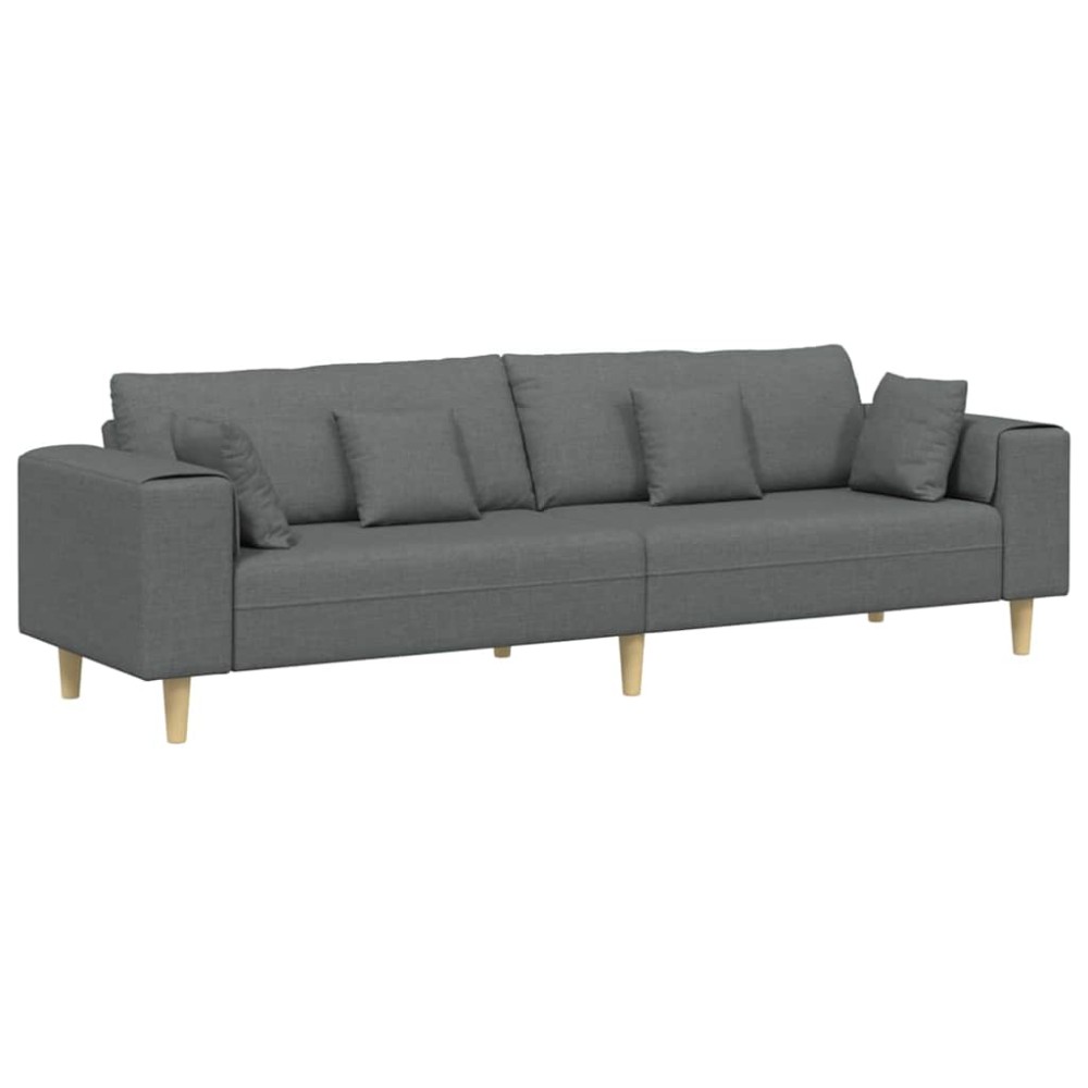 vidaXL Sofa din material textil cu pernă Gri închis 208 cm țesătură