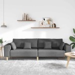 vidaXL Sofa din material textil cu pernă Gri închis 208 cm țesătură