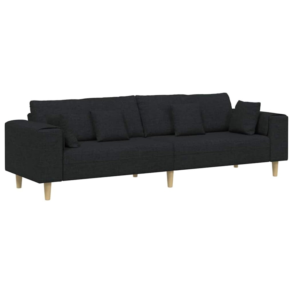vidaXL Sofa din material textil cu pernă Negru 208 cm țesătură