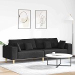 vidaXL Sofa din material textil cu pernă Negru 208 cm țesătură