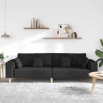 vidaXL Sofa din material textil cu pernă Negru 208 cm țesătură
