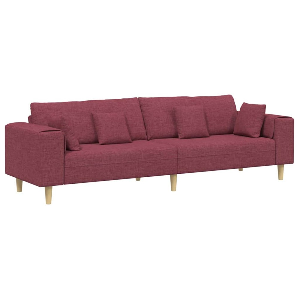 vidaXL Sofa din material textil cu pernă Roșu Vin 208 cm țesătură