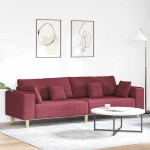vidaXL Sofa din material textil cu pernă Roșu Vin 208 cm țesătură