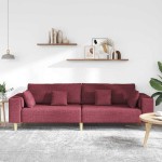 vidaXL Sofa din material textil cu pernă Roșu Vin 208 cm țesătură