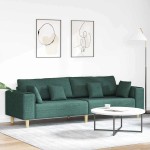 vidaXL Sofa din material textil cu pernă Verde închis 208 cm țesătură