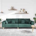 vidaXL Sofa din material textil cu pernă Verde închis 208 cm țesătură