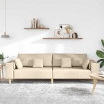 vidaXL Sofa din material textil cu pernă Crem 208 cm țesătură