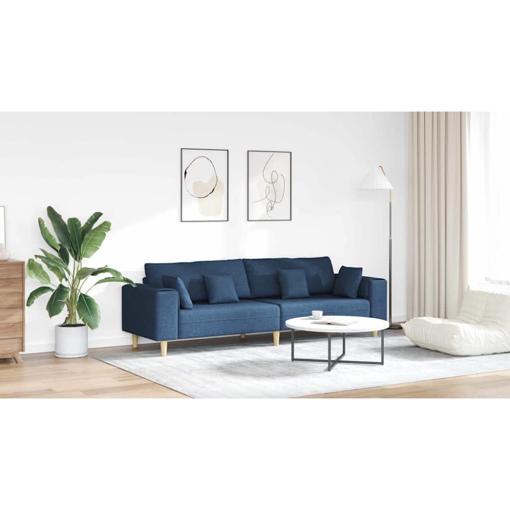 vidaXL Sofa din material textil cu pernă albastru 208 cm țesătură