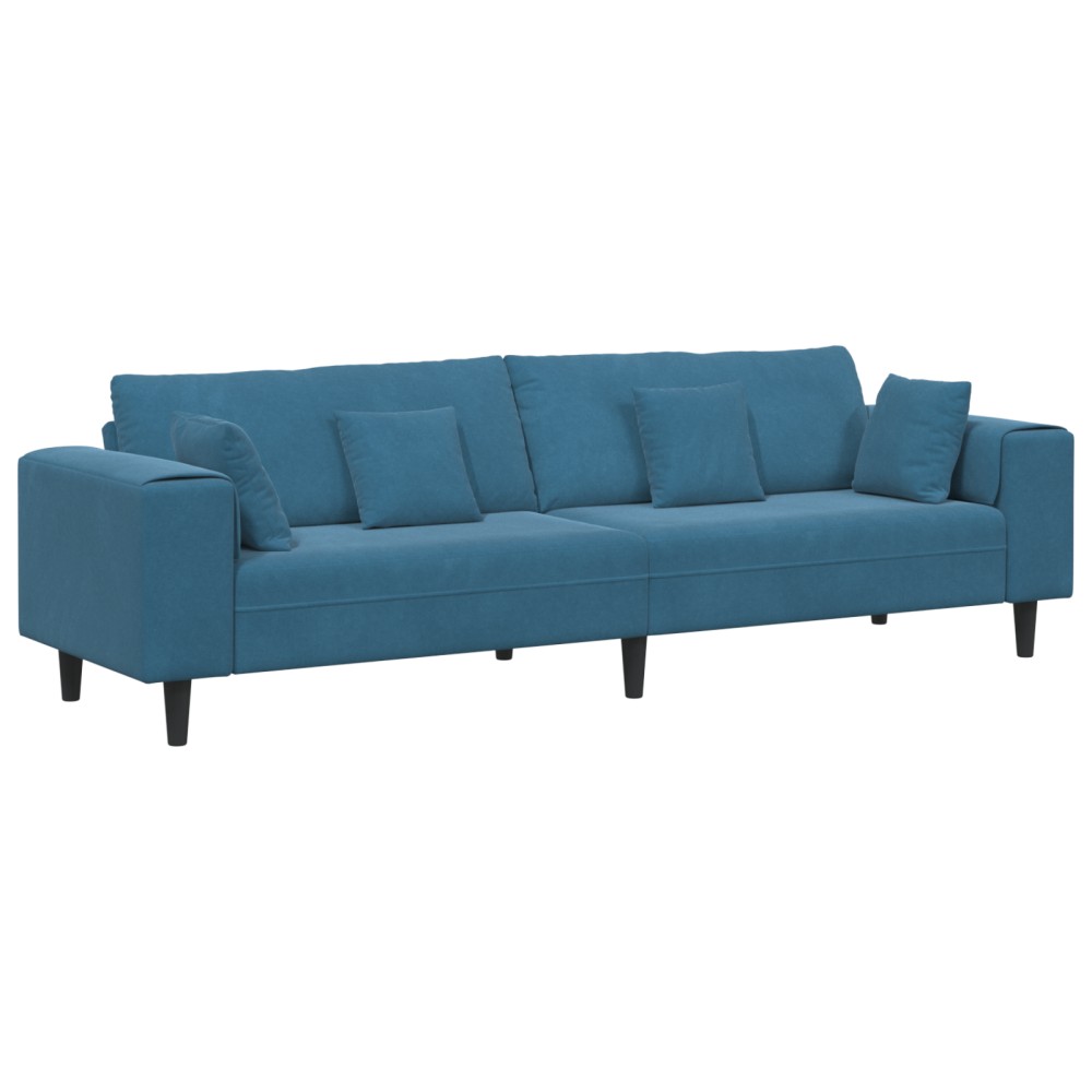 vidaXL Canapea din catifea cu pernă albastru 208 cm Catifea