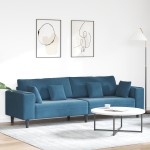 vidaXL Canapea din catifea cu pernă albastru 208 cm Catifea vidaXL Canapea din catifea cu pernă albastru 208 cm Catifea