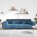 vidaXL Canapea din catifea cu pernă albastru 208 cm Catifea vidaXL Canapea din catifea cu pernă albastru 208 cm Catifea