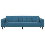 vidaXL Canapea din catifea cu pernă albastru 208 cm Catifea vidaXL Canapea din catifea cu pernă albastru 208 cm Catifea