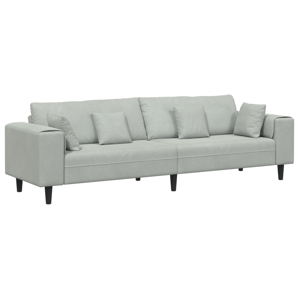vidaXL Canapea din catifea cu pernă Gri deschis 208 cm Catifea