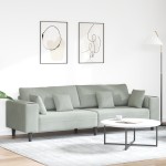 vidaXL Canapea din catifea cu pernă Gri deschis 208 cm Catifea vidaXL Canapea din catifea cu pernă Gri deschis 208 cm Catifea