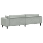 vidaXL Canapea din catifea cu pernă Gri deschis 208 cm Catifea vidaXL Canapea din catifea cu pernă Gri deschis 208 cm Catifea