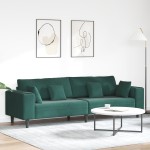 vidaXL Canapea din catifea cu pernă Verde închis 208 cm Catifea vidaXL Canapea din catifea cu pernă Verde închis 208 cm Catifea