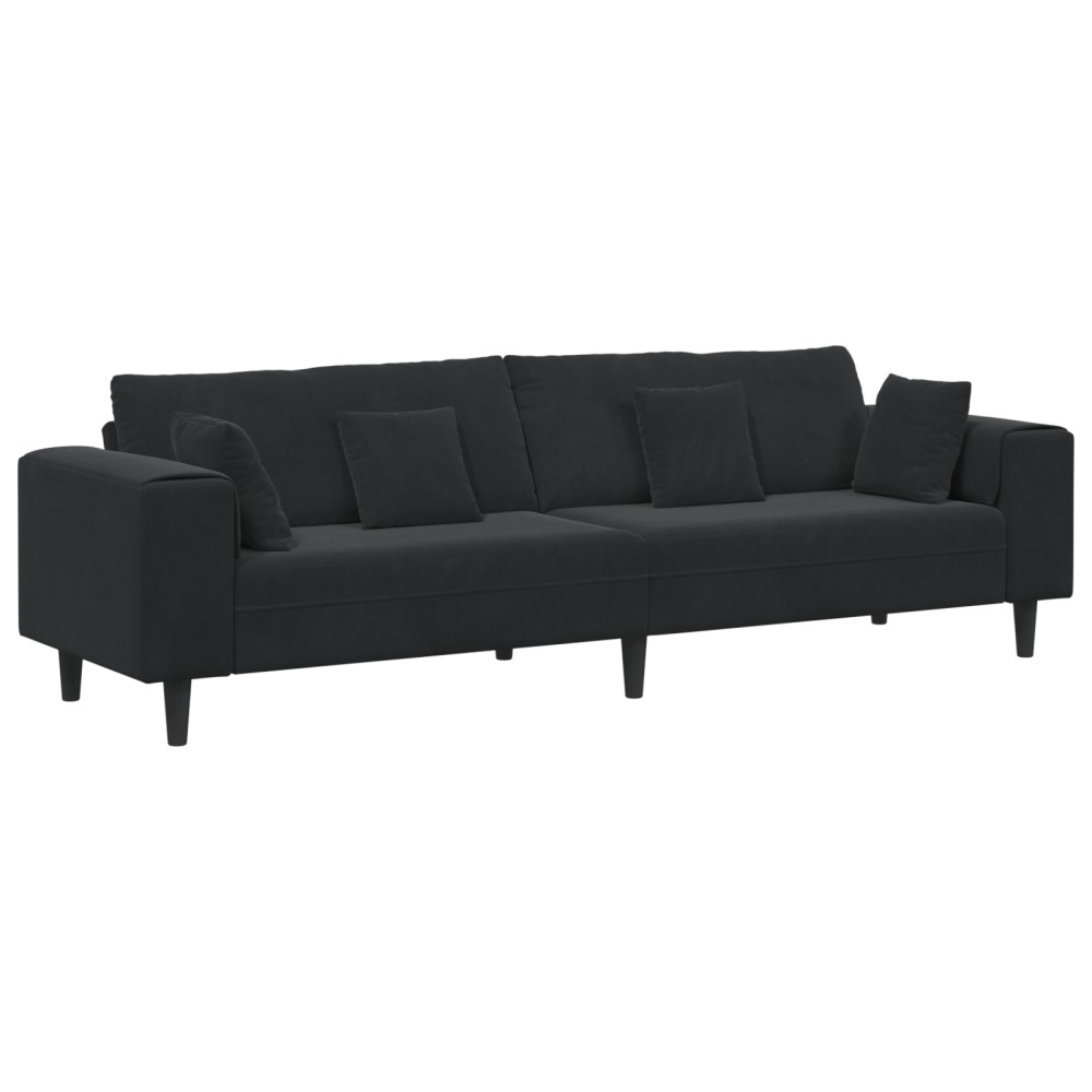 vidaXL Canapea din catifea cu pernă Negru 208 cm Catifea
