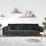 vidaXL Canapea din catifea cu pernă Negru 208 cm Catifea vidaXL Canapea din catifea cu pernă Negru 208 cm Catifea