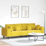 vidaXL Canapea din catifea cu pernă Galben 210 cm Catifea vidaXL Canapea din catifea cu pernă Galben 210 cm Catifea