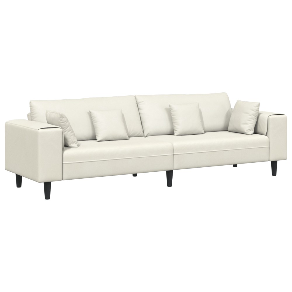 vidaXL Canapea din catifea cu pernă Crem 208 cm Catifea