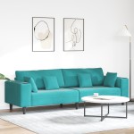 vidaXL Canapea din catifea cu pernă Turcoaz 208 cm Catifea vidaXL Canapea din catifea cu pernă Turcoaz 208 cm Catifea