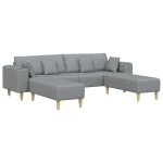 vidaXL Sofa din material textil cu pernă Gri deschis 208 cm țesătură
