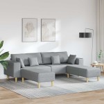 vidaXL Sofa din material textil cu pernă Gri deschis 208 cm țesătură
