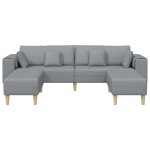 vidaXL Sofa din material textil cu pernă Gri deschis 208 cm țesătură