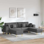 vidaXL Sofa din material textil cu pernă Gri închis 208 cm țesătură