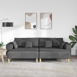 vidaXL Sofa din material textil cu pernă Gri închis 208 cm țesătură