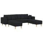 vidaXL Sofa din material textil cu pernă Negru 208 cm țesătură