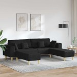 vidaXL Sofa din material textil cu pernă Negru 208 cm țesătură