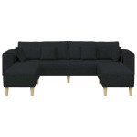 vidaXL Sofa din material textil cu pernă Negru 208 cm țesătură