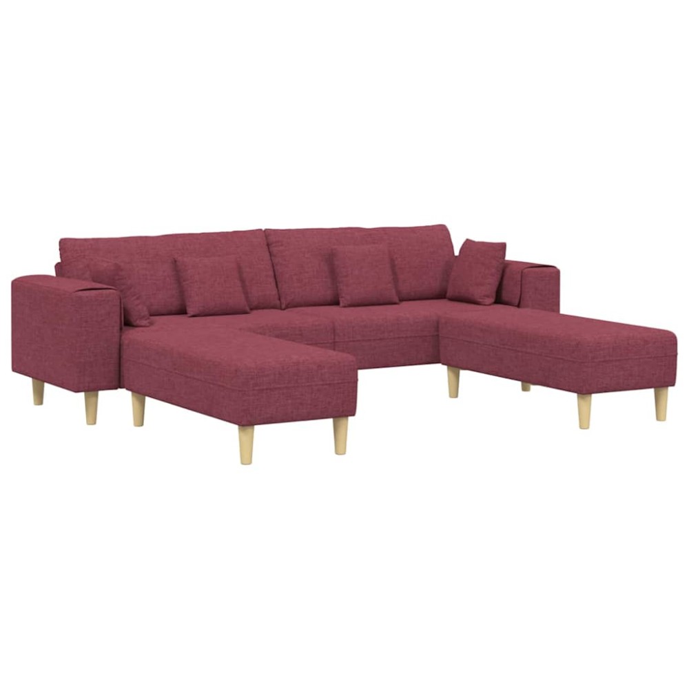 vidaXL Sofa din material textil cu pernă Roșu Vin 208 cm țesătură
