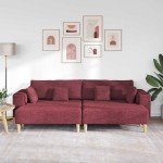 vidaXL Sofa din material textil cu pernă Roșu Vin 208 cm țesătură