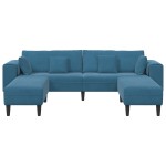 vidaXL Canapea din catifea cu pernă 3 pcs albastru 208 cm Catifea vidaXL Canapea din catifea cu pernă 3 pcs albastru 208 cm Catifea