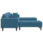 vidaXL Canapea din catifea cu pernă 3 pcs albastru 208 cm Catifea vidaXL Canapea din catifea cu pernă 3 pcs albastru 208 cm Catifea