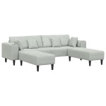 vidaXL Canapea din catifea cu pernă 3 pcs Gri deschis 208 cm Catifea