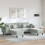 vidaXL Canapea din catifea cu pernă 3 pcs Gri deschis 208 cm Catifea