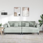 vidaXL Canapea din catifea cu pernă 3 pcs Gri deschis 208 cm Catifea