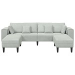 vidaXL Canapea din catifea cu pernă 3 pcs Gri deschis 208 cm Catifea