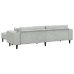 vidaXL Canapea din catifea cu pernă 3 pcs Gri deschis 208 cm Catifea