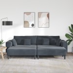 vidaXL Canapea din catifea cu pernă 3 pcs Gri închis 208 cm Catifea vidaXL Canapea din catifea cu pernă 3 pcs Gri închis 208 cm Catifea