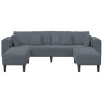 vidaXL Canapea din catifea cu pernă 3 pcs Gri închis 208 cm Catifea vidaXL Canapea din catifea cu pernă 3 pcs Gri închis 208 cm Catifea