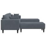 vidaXL Canapea din catifea cu pernă 3 pcs Gri închis 208 cm Catifea vidaXL Canapea din catifea cu pernă 3 pcs Gri închis 208 cm Catifea