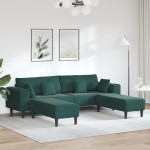 vidaXL Canapea din catifea cu pernă 3 pcs Verde închis 208 cm Catifea vidaXL Canapea din catifea cu pernă 3 pcs Verde închis 208 cm Catifea